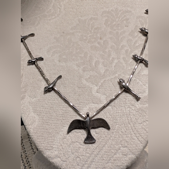 Vintage 25" Sterling Liquid Silver w/Birds Fetish Necklace - Picture 3 of 4